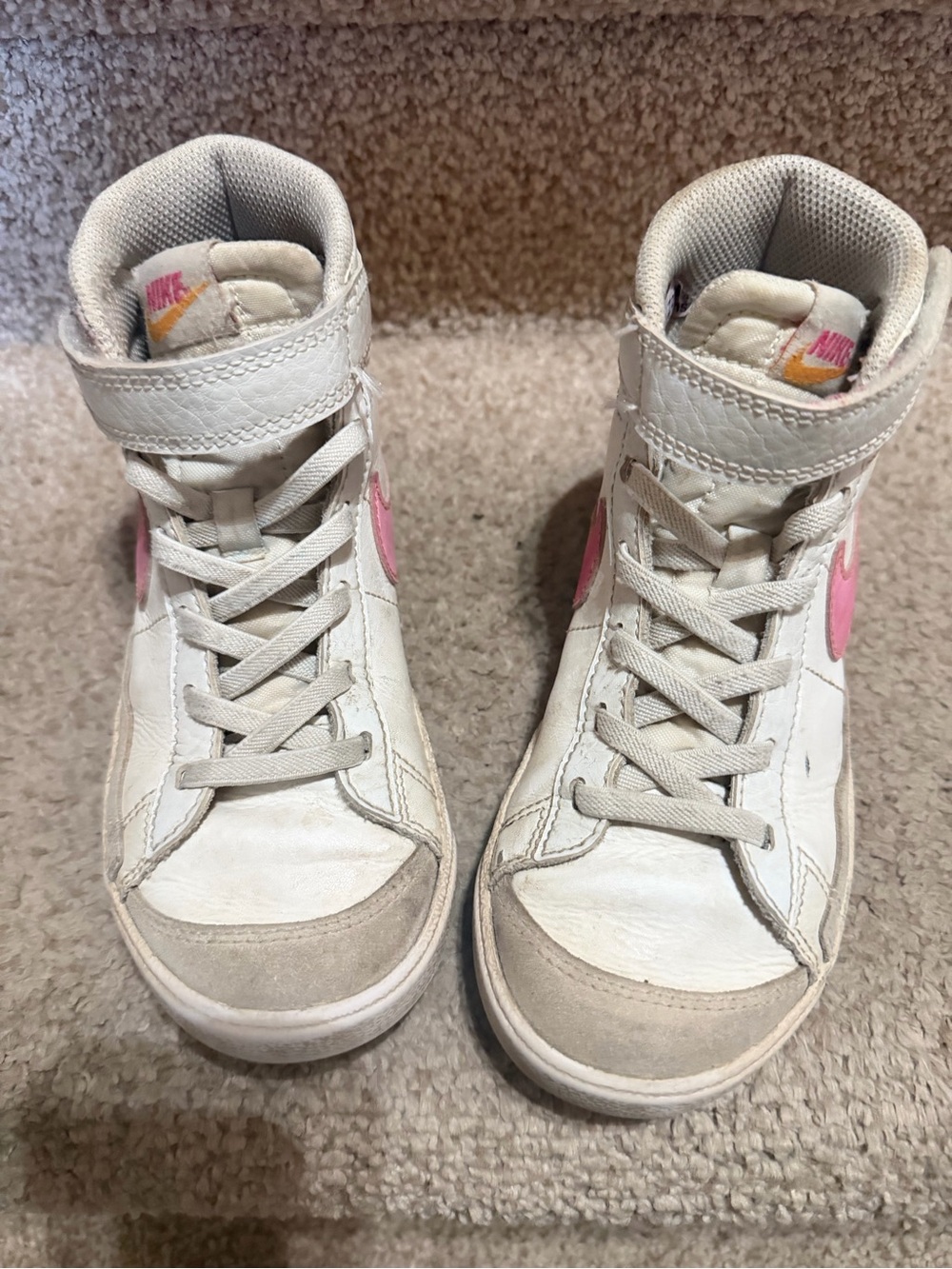 Nike Kids White and Pink High-Top blazers
